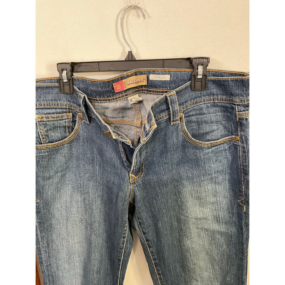2000s Ultra Low Rise Skinny Blue Jeans Old Navy Size 14 Long Large Y2K Stretch - Picture 4 of 7